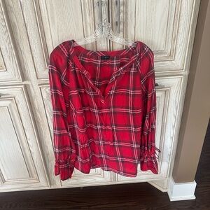 Talbots Woman Red Plaid Tunic Top